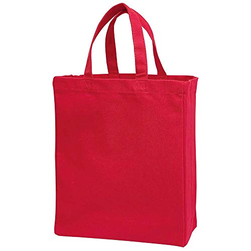 色:レッド 丸玉工業 手提げ袋 厚手 コットンバッグ A4 マチ付き レッド 824278