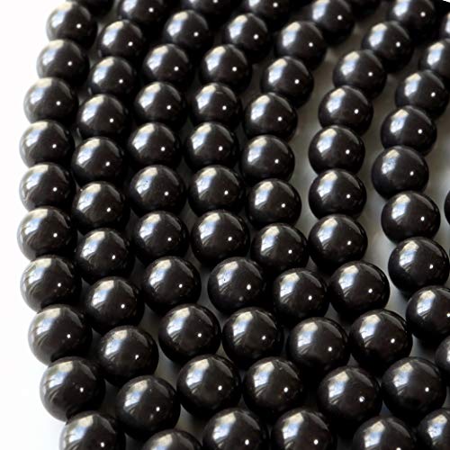 サイズ：6mm 黒色 北投石 一連 ビーズ 6mm 40cm 台湾産 マイナスイオン測定済み ラジウム ブラック ホクトライト