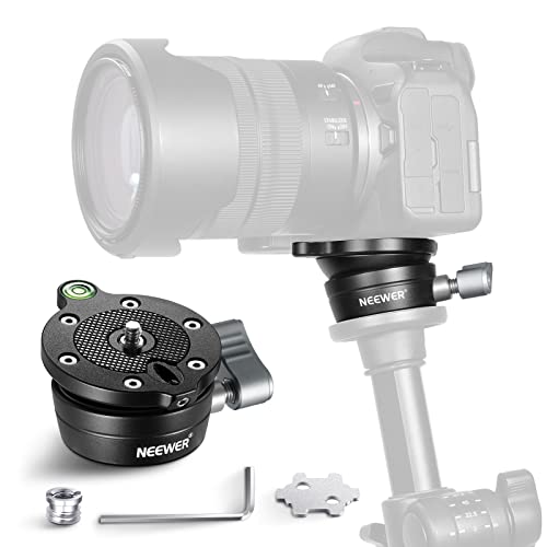 NEEWER 三脚レベリングベース(φ50mm)カメラレベラー 気泡水準器 アルミニウム合金調整プレート、1/4"3/8"取り付けネジ DSLRカメラカムコーダーに対応 GM11