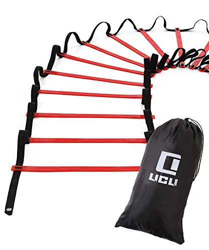 色：レッド サイズ：9m LICLI ラダー ハードルトレーニング サッカー 練習用品 9m プレート21枚 収納袋付き 3カラー