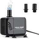 水中ポンプ 魚タンク、池、水槽、水耕栽培 用 ウォーターポンプ 吐出量1500L/H 最大揚程1.6M ミニポンプ 水循環ポンプ 水族館 給水・排水ポンプ15W...