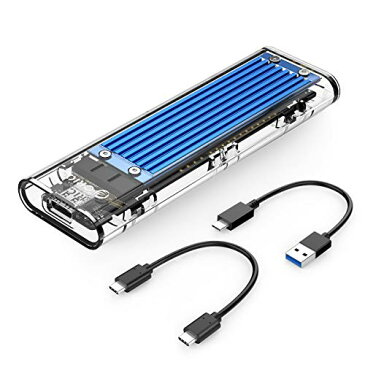 色：ブルー TCM2M 【NVMe&SATA両対応】ORICO USB3.1 M.2 SSDケース (B Key/M Key/B&M Key)SSD対応 USB3.1 Gen2 10Gbps 外付けケース UASP Trim 対応 2230/2242/2260/2280 SSD対応 ダブルケーブル付属 M.2 SSD 変換アダプタ 透明 T