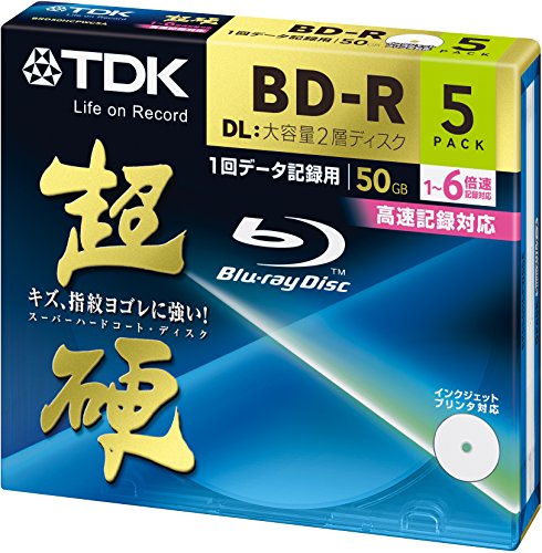 TDK ǡѥ֥롼쥤ǥ Ķť꡼ BD-R DL 50GB 1-6® ۥ磻ȥ磻ɥץ󥿥֥ 5ѥå 5mmॱ BRD50HCPWC5A