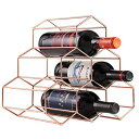色：ローズゴールド Lesige 金属製 ワインボトルホルダー ワインスタンド 積み重ね式 ワイン棚 6本用 ワインラック ワイン収納 シャンパンホルダー ワインストレージ 家飾り (ローズゴールド