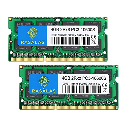 サイズ：DDR3 10600S PC3-10600 DDR3 1333MHz ノートPC用 メモリ4GB 2枚 CL9 204Pin Non-ECC SO-DIMM RAM