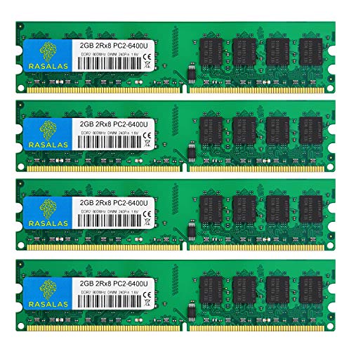 サイズ：PC2-6400U Rasalas DDR2 800 PC2-6400 4枚x2GB DDR2-800 Udimm 2Rx8 1.8V CL6 Non-ECC デスクトップ・コンピュータメモリー