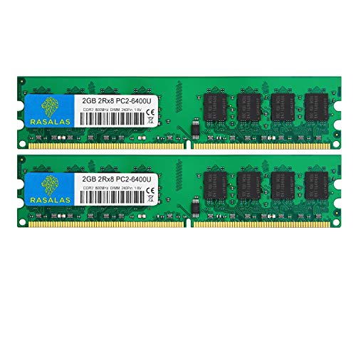 サイズ：PC2-6400U Rasalas DDR2 800 PC2-6400 2枚x2GB DDR2-800 Udimm PC2-6400U 2Rx8 1.8V CL6 240 Pin デスクトップ・コンピュータメモリー