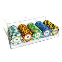 ヨロズラボ ポーカーチップ 100枚セット プロ仕様 5種(各種20枚、計100枚セット)専用アクリルケース付 麻雀 ポーカー カジノ ルーレット バカラ ブラックジャック (1.5.25.50.100)
