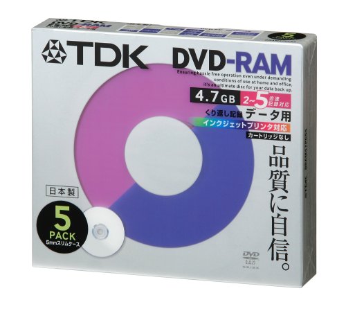 TDK ǡDVD-RAM  2-5® 4.7GB 󥯥åȥץбʥۥ磻ȡ 5ѥå DRAM47PC5S