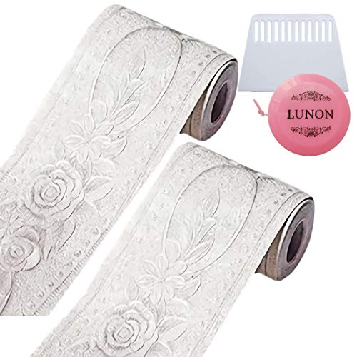 はがせる リメイクシート トリムボーダー ホワイトローズ 10.6cm 5M 2点セット 補修 壁紙 シール 幅広 マスキングテープのサムネイル