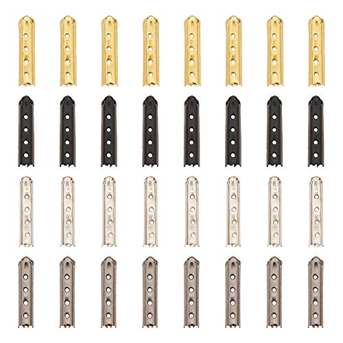 色：4色 約320個 PH PandaHall 約320個 4色 4穴 真鍮 靴ひも金属チップ アグレット 靴紐 シューレース チップ パイプ 先端 金具 スニーカー アクセサリー 部品 パーツ 先っぽ 金属 混合色のサムネイル