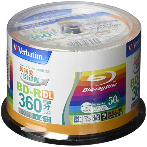 サイズ：50枚(日本製) Verbatim バーベイタム 1回録画用 ブルーレイディスク BD-R DL 50GB 50枚 ホワイトプリンタブル 片面2層 1-4倍速 VBR260YP50V1