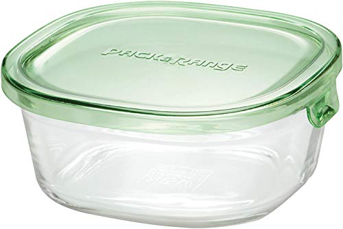 色：グリーン サイズ：450ml iwaki イワキ 耐熱ガラス 保存容器 グリーン 角型 S 450ml ごはん 1膳 パック&レンジ