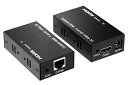 色：ブラック 60M HDMI エクステンダー 延長機器 HDMI to RJ45 LAN 変換アダプター HDCP 4K 1080P 対応 ディスプレイ CAT5E CAT6 LANケーブル 60Mまで 延長 送信受信セット ブラック