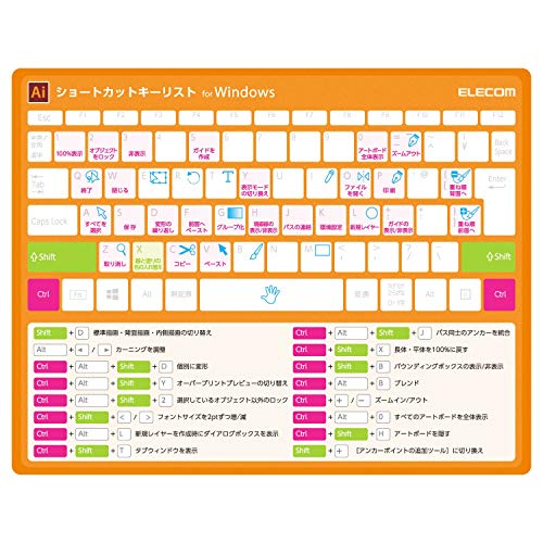 色：AI サイズ：for Windows エレコム マウスパッド ショートカットキー 入力支援 illustrator Ai Wind..