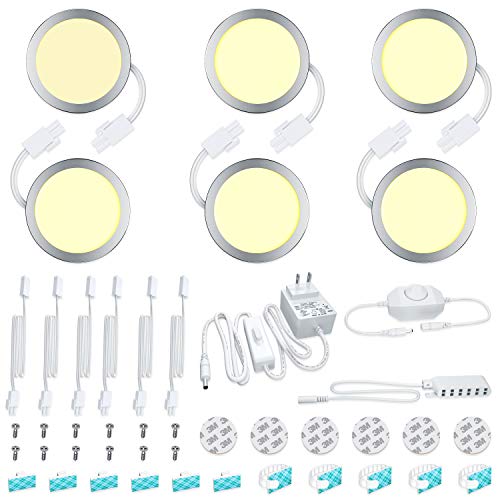 Lampaousキャビネットライト キッチン 6 * 2W（合計12W）明るさ調整可能 電球色 3000K 合計960ルーメン..