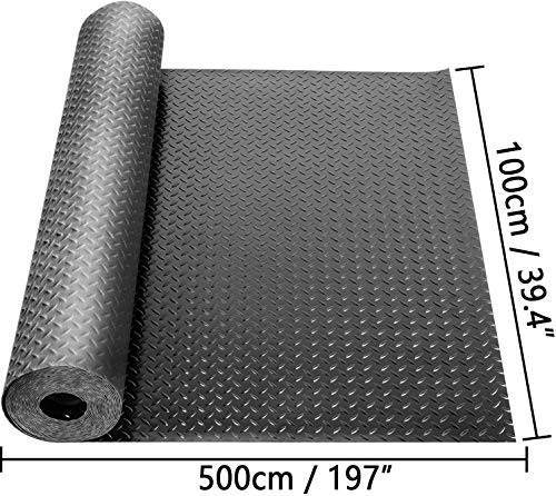 Nisorpa ガレージフロアマット ガレージ ゴム マット 厚さ3mm ゴム製フロアマット ロール ガレージフローリング 100*500cm 滑り止めゴムシート ガレージマット 車下用