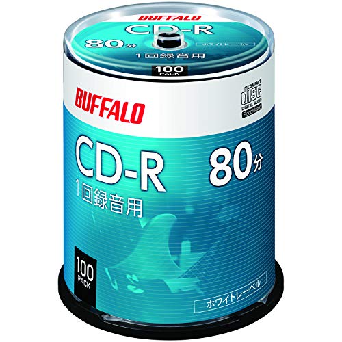 サイズ：100枚 バッファロー 音楽用 CD-R 1回録音 700MB 100枚 スピンドル ホワイトレーベル RO-CR07M-100PW/N