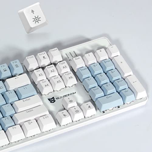 Merdia メカニカル式ゲーミングキーボード 全104キーボード USB 有線キーボード LEDバックライト付き (青軸-ホワイトとブルー)