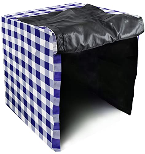 色：青（チェック） サイズ：S 【様々なケージに対応】 鳥かごカバー 室内用 おやすみカバー ケージカバー 日本製 通年 暗幕 飛び散り防止 （青 チェック S）