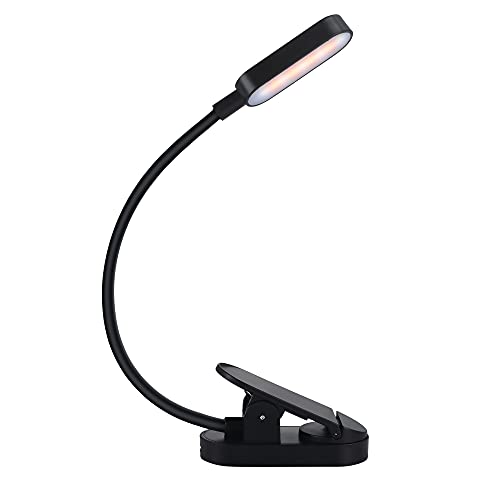 色：黒 クリップライト ブックライト 読書灯 LED卓上ライト 目に優しい USB充電式 デスクライト 9個のLEDチップ 3段階調色 無段階調光 小型で美しい コンパクト 持ち運び便利 360*回転可能 寝室