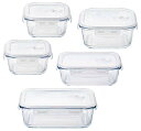 サイズ:300ml×2コ 600ml×1コ 750ml×1コ 1000ml×1コ 計5コセット アデリア 食品 保存容器 耐熱ガラス オーブンも使える密封容器 Cook-Lock 5点セット(3)