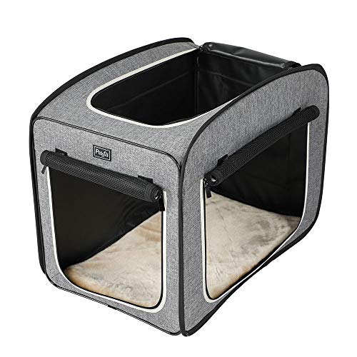 色：グレー サイズ：L（78*50*63cm） Petsfit ペットハウス 折りたたみ ペットソフトケージ 小中大型犬 猫 小動物 ポータブルケージ 屋内屋外用 アウトドア 旅行 外泊 車用 ペット 持ち手付き【のサムネイル