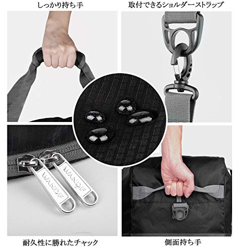 色：ブラック　120リットル サイズ：120リットル WANDF 折り畳みボストンバッグ トラベルバッグ 20L 40L 60L 80L 100L 120L大容量 防水ナイロン 斜め掛け トートバッグ (120リットル, ブラック　120リッ