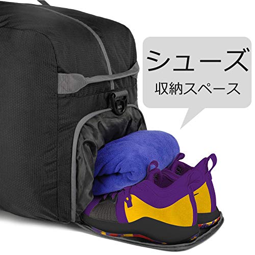 色：ブラック　120リットル サイズ：120リットル WANDF 折り畳みボストンバッグ トラベルバッグ 20L 40L 60L 80L 100L 120L大容量 防水ナイロン 斜め掛け トートバッグ (120リットル, ブラック　120リッ