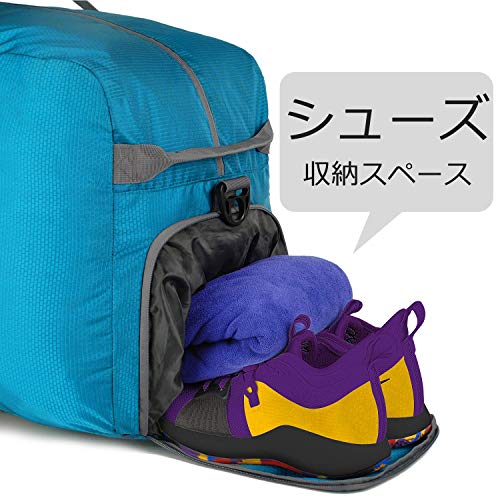 色：ブルー　80リットル サイズ：80リットル WANDF 折り畳みボストンバッグ トラベルバッグ 20L 40L 60L 80L 100L 120L大容量 防水ナイロン 斜め掛け トートバッグ (80リットル, ブルー　80リットル)