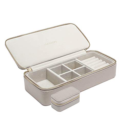 色:グレージュ STACKERS LONDON(スタッカーズ ロンドン) トラベル ジュエリーボックス 携帯用 アクセサリーケース 持ち運び サイズ L セット...