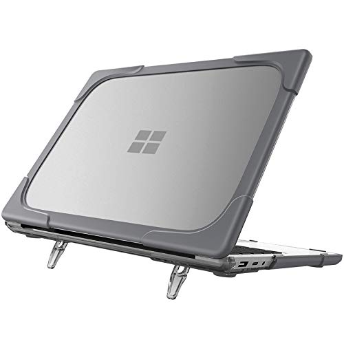 ProCase Microsoft Surface Laptop 3世代 15"衝撃吸収 軽量 ハードシェル ARMOR保護カバー 折りたたみ式タンド付き 適用機種：Surface Laptop 3世代 15" –グレー