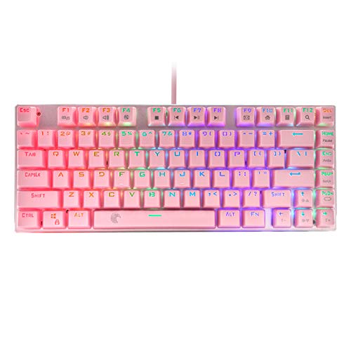 色:ピンク サイズ:茶軸 e元素ゲーミングキーボード メカニカル式キーボード 茶軸アンチゴースト英語配列81キー RGB発光LEDバックライト付き USB有線高速反応 防水オフィス&ゲーム用キーボ 色:ピンク サイズ:茶軸 e元素ゲーミングキーボード メカニカル式キーボード 茶軸アンチゴースト英語配列81キー RGB発光LEDバックライト付き USB有線高速反応 防水オフィス&ゲーム用キーボ