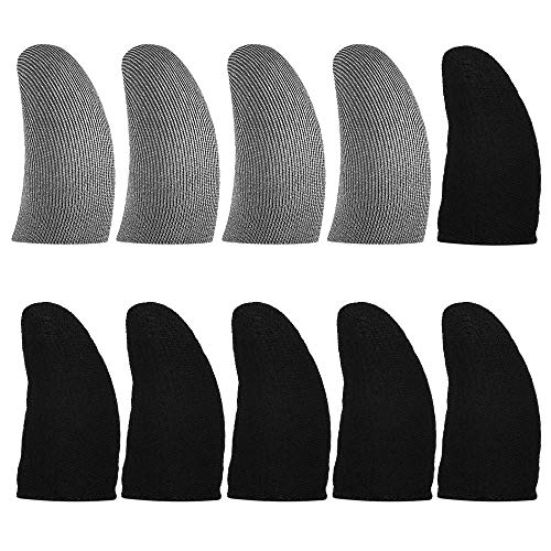 色：グレー,ブラック KOOOOF 荒野行動 指サック PUBG Mobile Codモバイル ゆびサック スマホゲーム 手汗対策 超薄 100%銀繊維/炭素繊維 指カバー 通気性 耐久性 高感度 操作性アップ iphone/Android/ipad