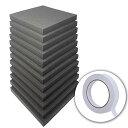 【 大容量 12枚セット 】WhiteLeaf フラット型 ウレタンフォーム スポンジ 緩衝材 クッション材 吸音材 25cm*25cm 厚み3cm 両面テープ...