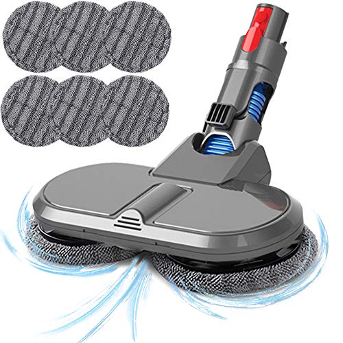 ダイソン掃除機ヘッド 対応 Dyson V7 V8 V10 V11 ダイソン電動回転モップヘッド 自走式 乾湿両用 床掃除同時に床を拭く 水拭き 研磨 ワックスがけ 5 in 1機能 モップパッド6枚【進阶版】のサムネイル