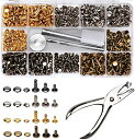 JTMIX カシメセット カシメ かしめ カシメ金具 セットカシメ打ち具セット レザークラフト用打ち具キット 3サイズ 4種色(ゴールド・シルバー・古銅色・ガンメタル) リベット パーツ パンチ