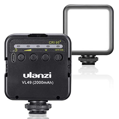 ULANZI LEDカメラビデオライト 充電式 バッテリー2000mAh内蔵 ソフト光 超高輝度 明るさ調整 3コールドシュー付き スマートフォンライト iPhone/DJI Osmo Pocket/Osmo Mobile 3/Gopro Hero 8/7/6/5 Sony/ニコン/Canon