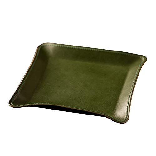 色：アルパイングリーン [アム デ マス] 小物トレー 栃木レザー 本革 日本製 卓上 小物入れ アクセサリ..