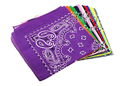 Olive-G 大判 ペイズリー 柄 バンダナ 三角布 12枚 セット ハンカチ スカーフ 綿 100% 55**55*