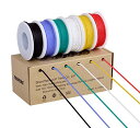サイズ:24AWG より線 ライン24、ワイヤーキット24 AWGフレキシブルシリコンワイヤー(色あたり9 mスプールの6色)300 Vケーブル耐熱性(2)