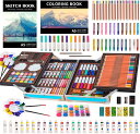色:青い KINSPORY 139点 お絵かきセット 絵具セット 豪華 想像力 創造性 色鉛筆 クレヨン 水彩画 アルミ収納ケース付き 持ち運び 収納便利 (青...