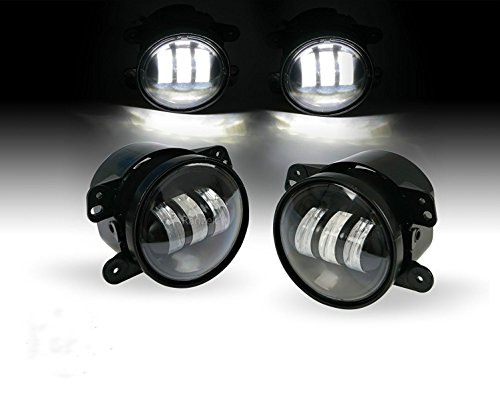 色：黒 Ranzek 2つのPC 4インチ60Wクリーは、ジープラングラーのための4800LMフォグライトを導いたJK TJ LJトラクターボートは、フォグランプを照らした。(黒)