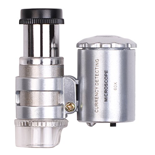 ルーペ 60倍拡大 顕微鏡 拡大鏡 LED付き 紫外線ライト 紙幣鑑定 宝石鑑定 印刷 織物縫製 集積回路 精密作業用 虫眼鏡 小型 ポータブル 携帯用ルーペ ...