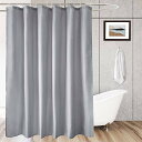 色:グレー サイズ:180×180cm AooHome シャワーカーテン 180 x 180cm 目隠し 遮像 防カビ 防水 風呂カーテン 軽量 速乾ング付き 無地 グレー