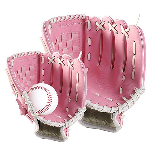 色：ピンク Smilerain 野球グローブ 野球 グラブ グローブ 野球 こども用 さまでも扱いが容易 小学校低学年 大人 トレーニング用 レジャー フアミリースポーツ 野球 親子グローブ 練習ボール