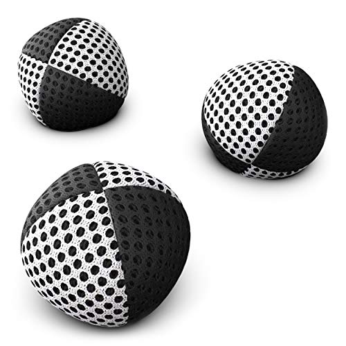 色：黒白 サイズ：120グラム お手玉ジャグリングボール初心者＆プロ向けSpeevers Xballs – 3個入りジャグリングビーンバッグセット – 子供と大人向けジャグリングボール – 14色 - キャリーケ