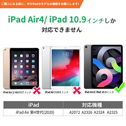 Timecity iPad Air4 ケース/iPad 10.9 インチ ケース 2020新型 保護フィルム内蔵 360度回転の自立収納式スタンド ショル ダーベルト ハンドストラップ付き ペン収納 頑丈 丈夫 使いやすい 無線充電機