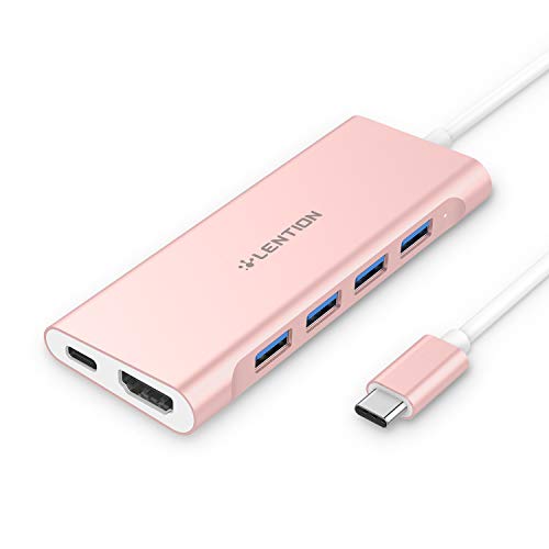 色：ローズゴールド サイズ：15cm LENTION 4ポートUSB Type-C ハブ CB-C35 Digital AV Multiportアダプタ 6in1機能拡張 4K HDMI PowerDelivery対応 USB-C hub MacBook Pro (2016-2020 / M1 Chip)、MacBook Air (2018-2020 / M1 Chip)、iPad Pr