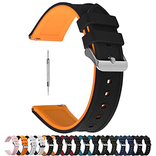 時計バンド ベルト18mm,Fullmosa全10色腕時計ベルト バンド シリコン製 柔らかい 防水ベルト 替えベルト バンド 18mm ブラック*カボチャオレンジ 型番表をご確認ください